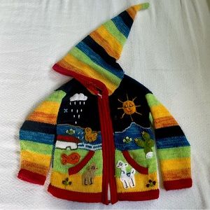 Adorable Unisex Kid Hoodie Made in Peru Llama Sunshine Weather Cactus EUC 💚